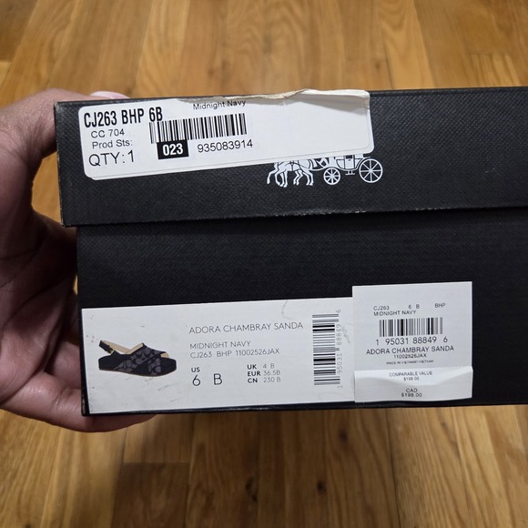 Coach Womens Adora Summer Casual  Sandals Signature Chambrey Navy Blue Size 6B - Picture 9 of 9